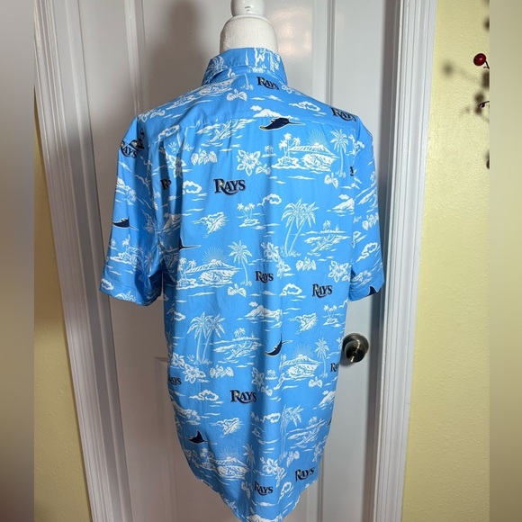 REYN SPOONER Tampa Bay Rays Scenic button-up shirt from, Men’s size medium NEW - Picture 6 of 9